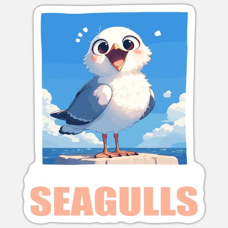 Seagulls Seagull - Sticker size S (10 x 10 cm) - white matte