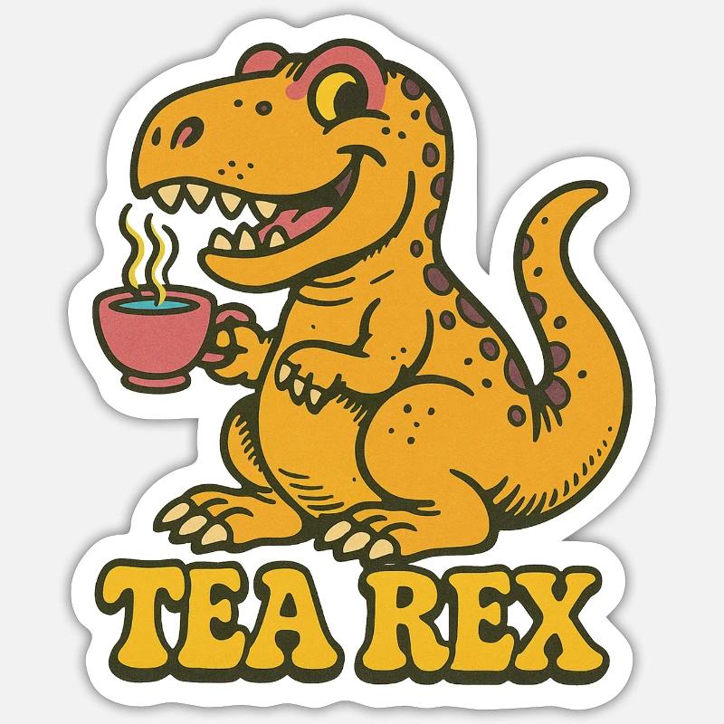 Thé Rex - Sticker taille S (10 x 10 cm) - blanc mat