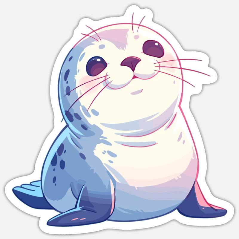 Robben Robbe - Sticker Größe S (10 x 10 cm) - Mattweiß
