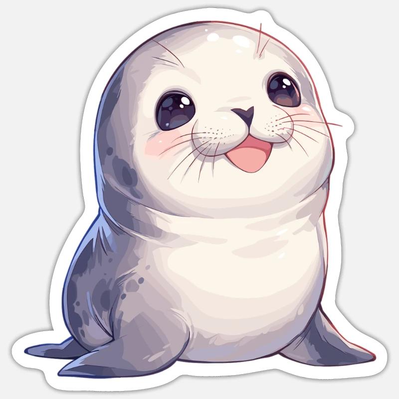 Robben Robbe - Sticker Größe S (10 x 10 cm) - Mattweiß