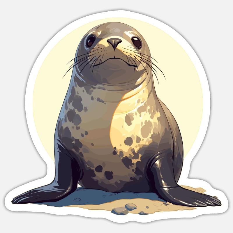 Robben Robbe - Sticker Größe S (10 x 10 cm) - Mattweiß