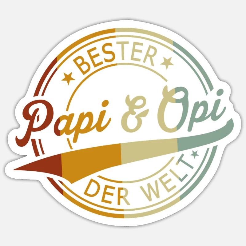 Bester Papi & Opi der Welt - Retro Look - Sticker Größe S (10 x 10 cm) - Mattweiß