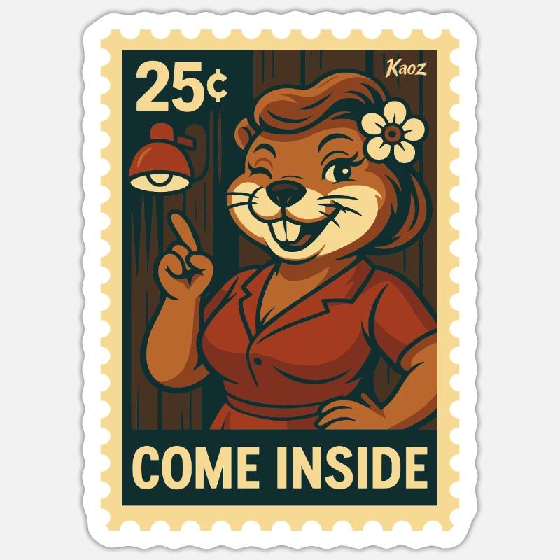 La dame castor vous demande d’entrer Sticker taille S (10 x 10 cm)