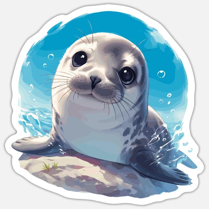 Robben Robbe - Sticker Größe S (10 x 10 cm) - Mattweiß