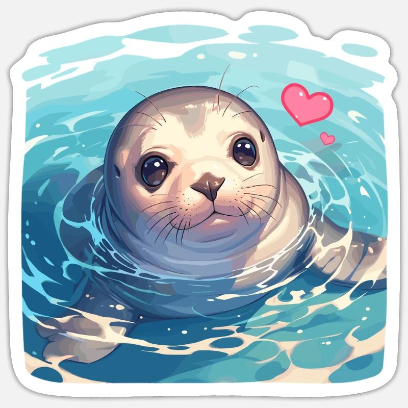 Robben Robbe - Sticker Größe S (10 x 10 cm) - Mattweiß