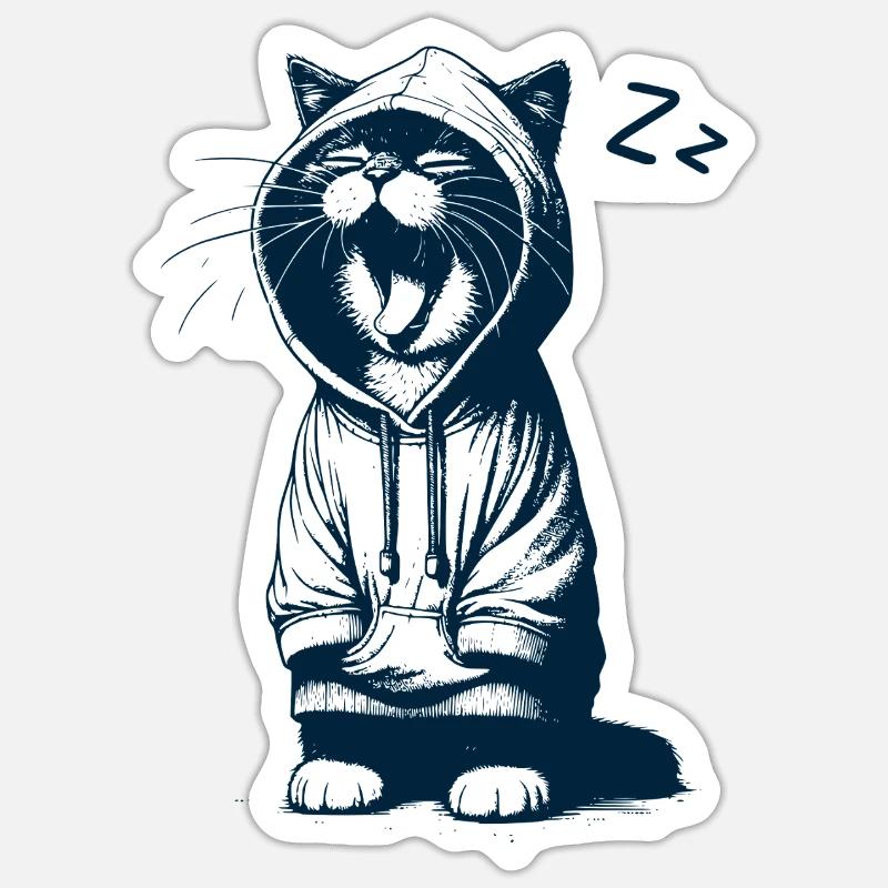 Tired kitty - Sticker size S (10 x 10 cm) - white matte