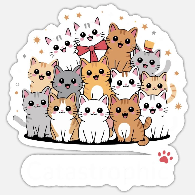 Catastrophic Kätzchen Gruppe - Sticker Größe S (10 x 10 cm) - Mattweiß