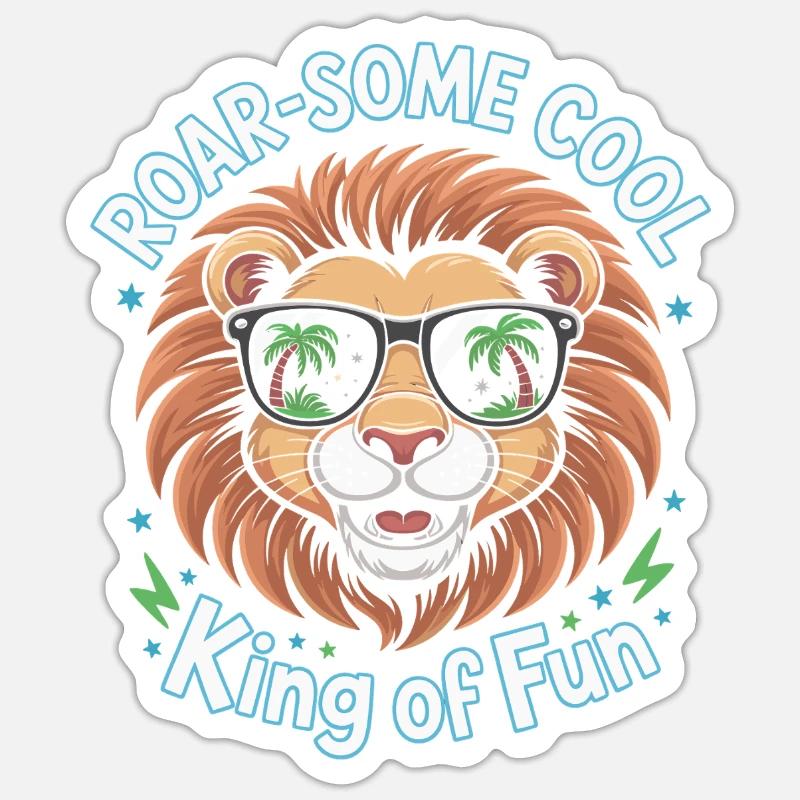 Conception de lion drôle avec rugissant cool - Sticker taille S (10 x 10 cm) - blanc mat