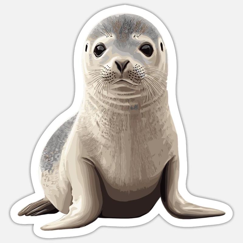 Robben Robbe - Sticker Größe S (10 x 10 cm) - Mattweiß