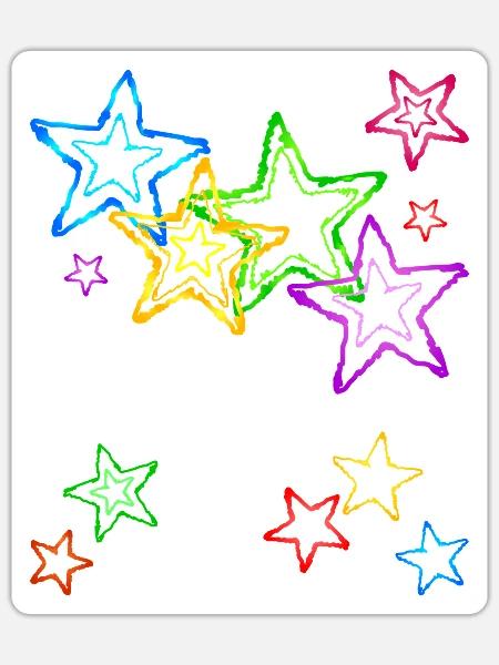 bunte Sterne - Sticker Größe S (10 x 10 cm) - Mattweiß