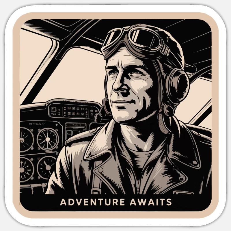 PILOT, DAS ABENTEUER WARTET AUF SIE Sticker Größe S (10 x 10 cm)