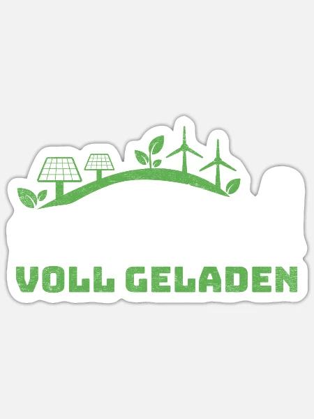 E-Autos VOLL GELADEN - Sticker Größe S (10 x 10 cm) - Mattweiß
