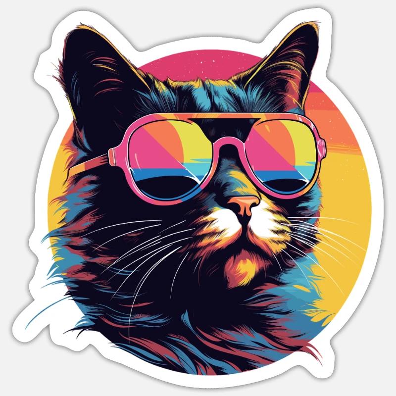 Cool cat with sunglasses - Sticker size S (10 x 10 cm) - white matte