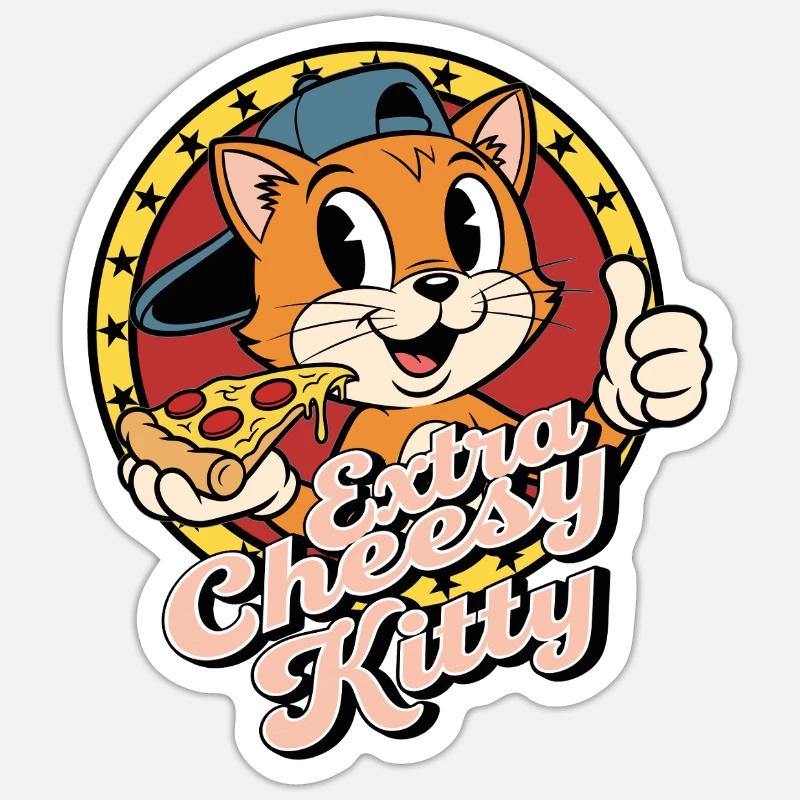 Pizza au four à pierre mangeant un chat Sticker taille S (10 x 10 cm)