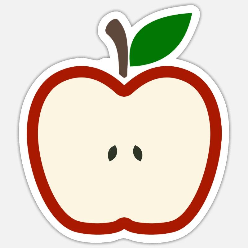 Half Apple Fruit Illustration - Sticker size S (10 x 10 cm) - white matte