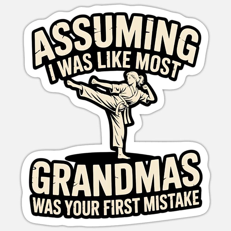 Kampfsport Oma Spruch Großmutter Karate - Sticker Größe S (10 x 10 cm) - Mattweiß