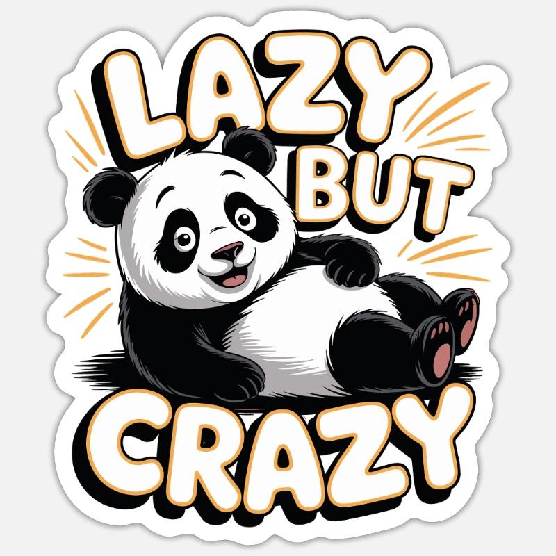 Lazy But Crazy Panda - Sticker Größe S (10 x 10 cm) - Mattweiß