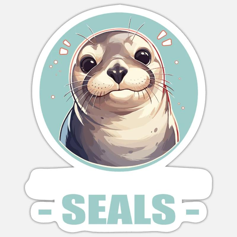 Robben Robbe - Sticker Größe S (10 x 10 cm) - Mattweiß