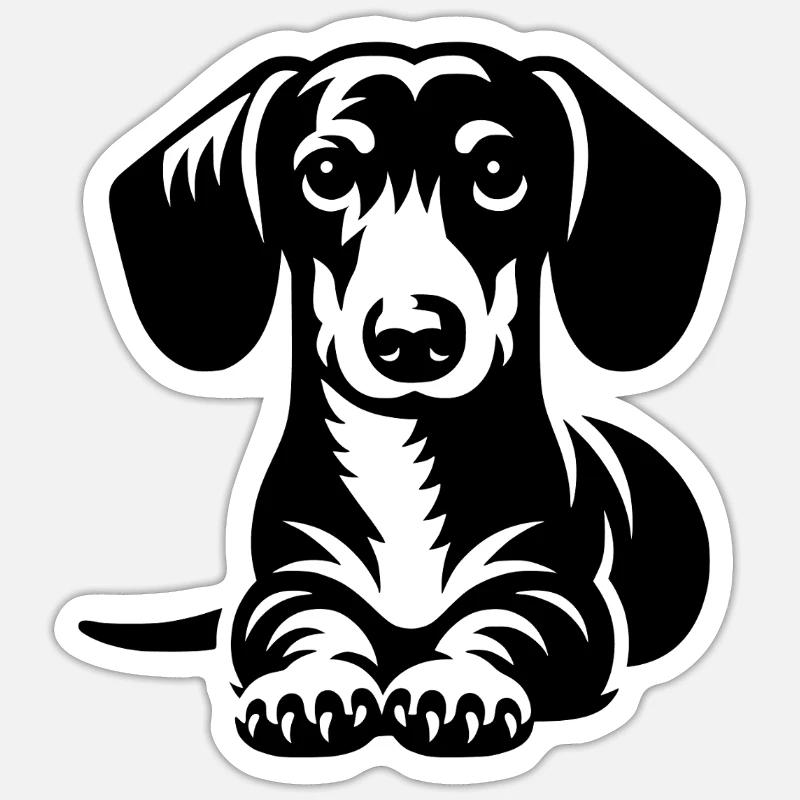 Teckel - Sticker taille S (10 x 10 cm) - blanc mat