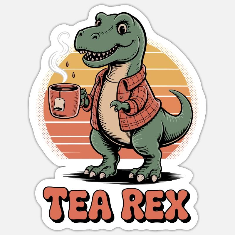 Tee-Rex-Dinosaurier - Sticker Größe S (10 x 10 cm) - Mattweiß