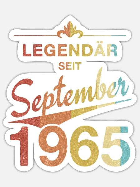 60. Geburtstag Legendär seit September 1965 - Sticker Größe S (10 x 10 cm) - Mattweiß