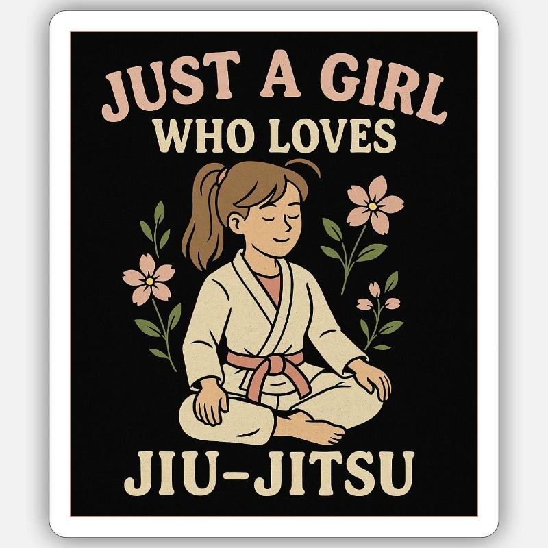 Fille BJJ #2 - Sticker taille S (10 x 10 cm) - blanc mat