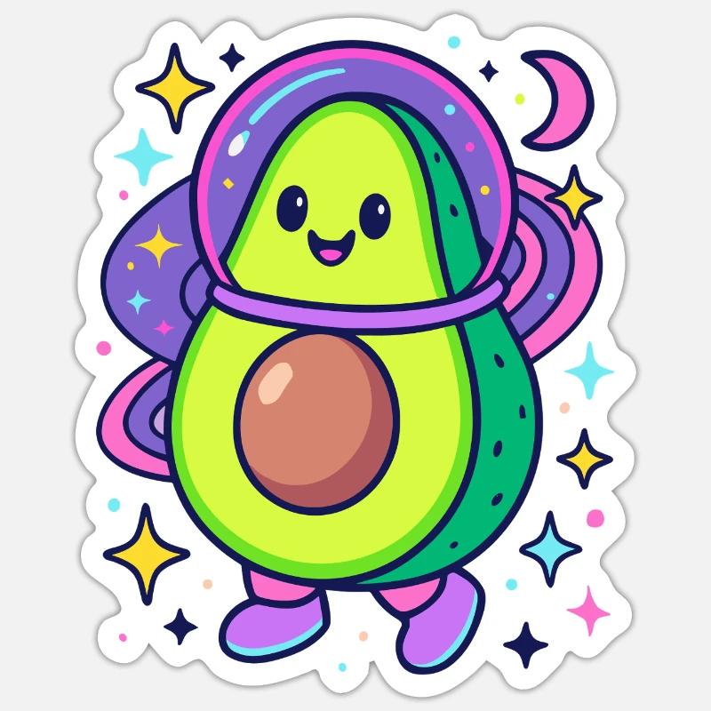 Avocat astronaute dans l’espace - Sticker taille S (10 x 10 cm) - blanc mat