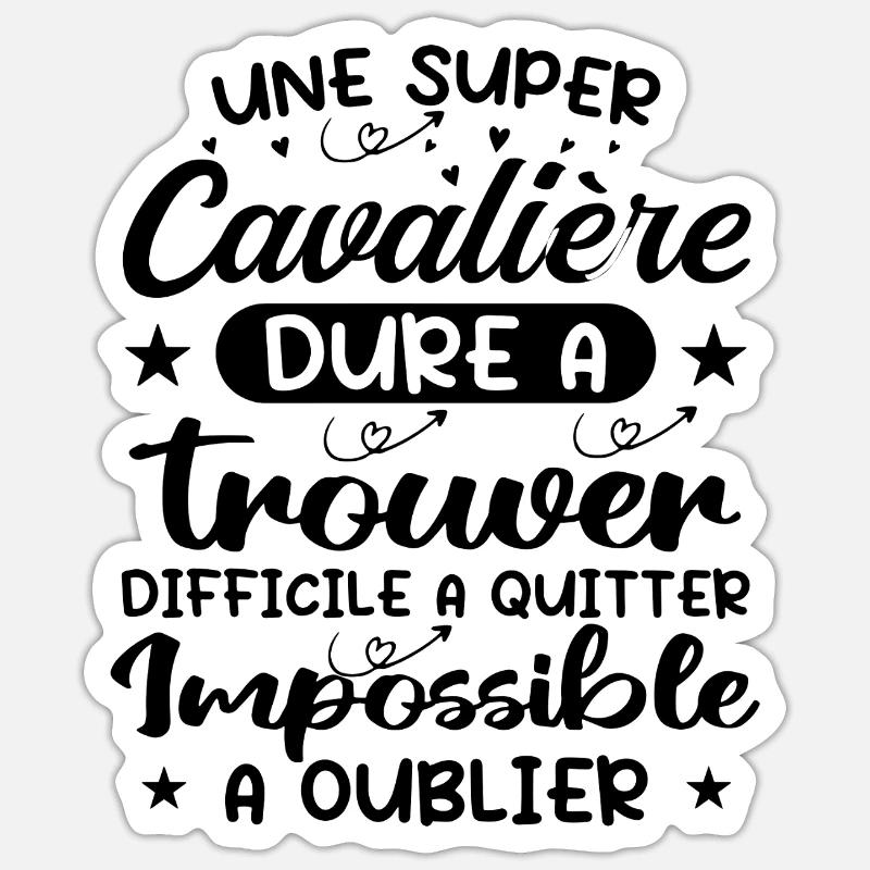 Une Super Cavalière - Cadeau cavalière - Sticker taille S (10 x 10 cm) - blanc mat