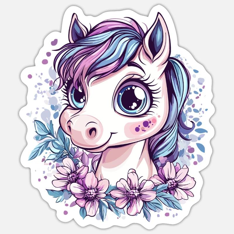 Bangs with flowers Sticker size S (10 x 10 cm)