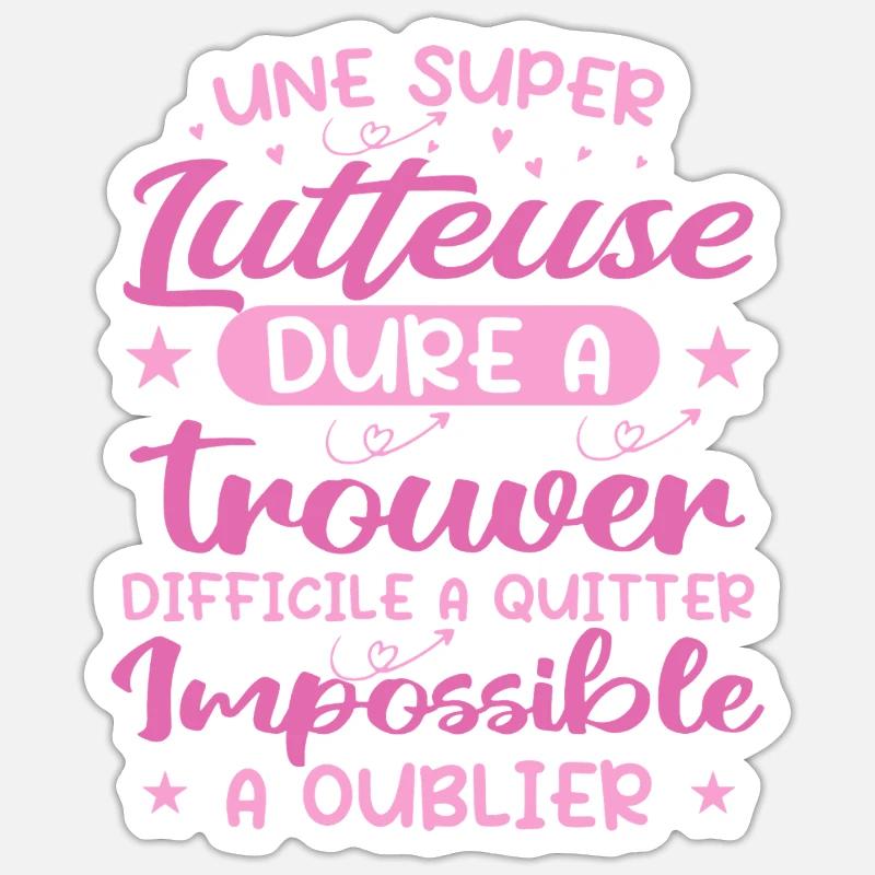Une Super Lutteuse - Cadeau lutteuse - Sticker taille S (10 x 10 cm) - blanc mat