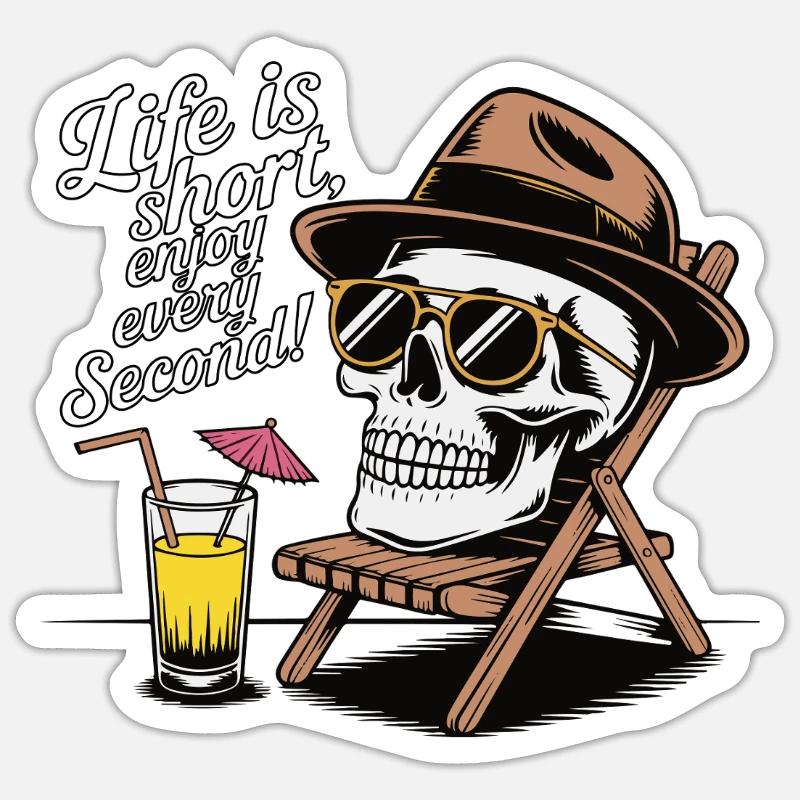 SQUELETTES, LA VIE EST COURTE, PROFITEZ DE CHAQUE SECONDE Sticker taille S (10 x 10 cm)