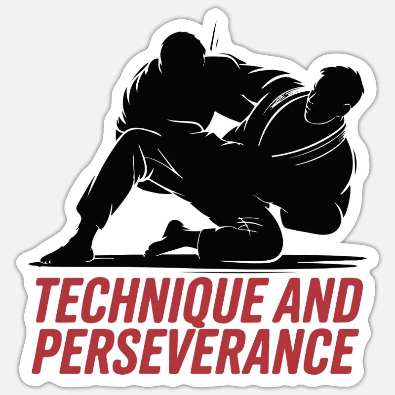 TECHNIQUE AND PERSEVERANCE - Sticker size S (10 x 10 cm) - white matte