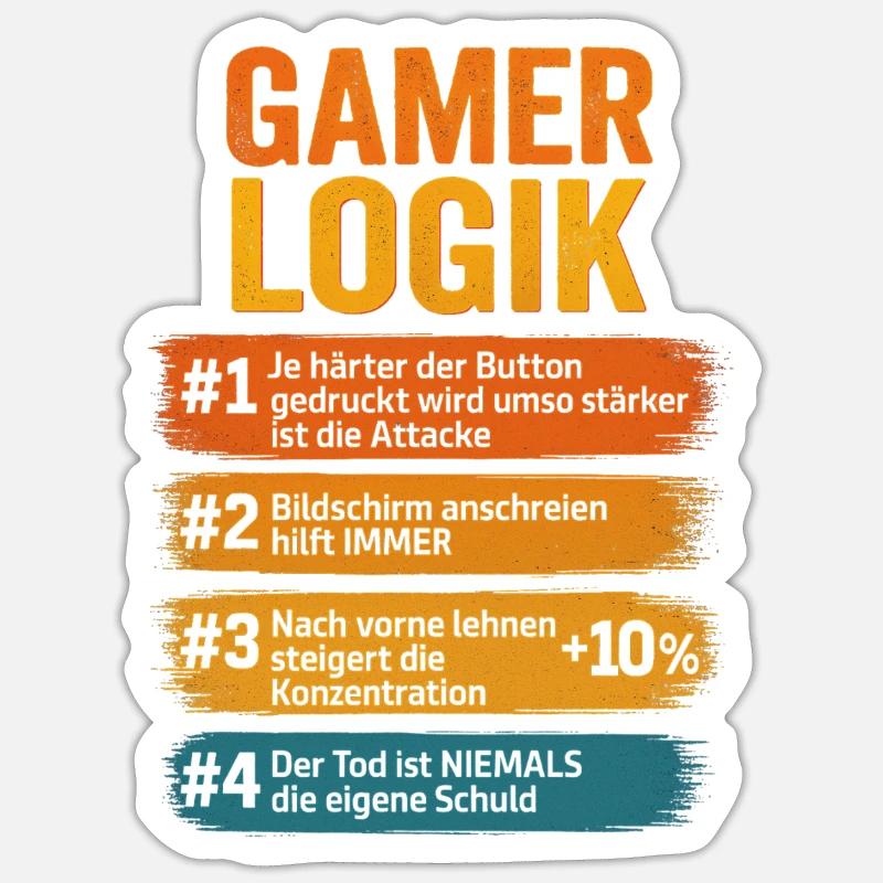 Gamer Logik Computer PC Controller Zocker - Sticker Größe S (10 x 10 cm) - Mattweiß