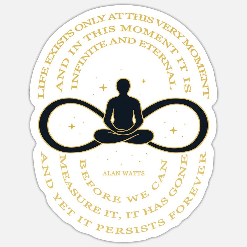 Alan Watts Time Infinity Tee - Sticker size S (10 x 10 cm) - white matte