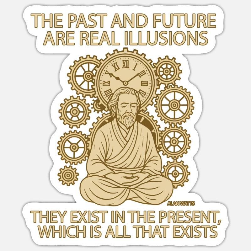 Alan Watts Present Time Citation Tee Sticker taille S (10 x 10 cm)