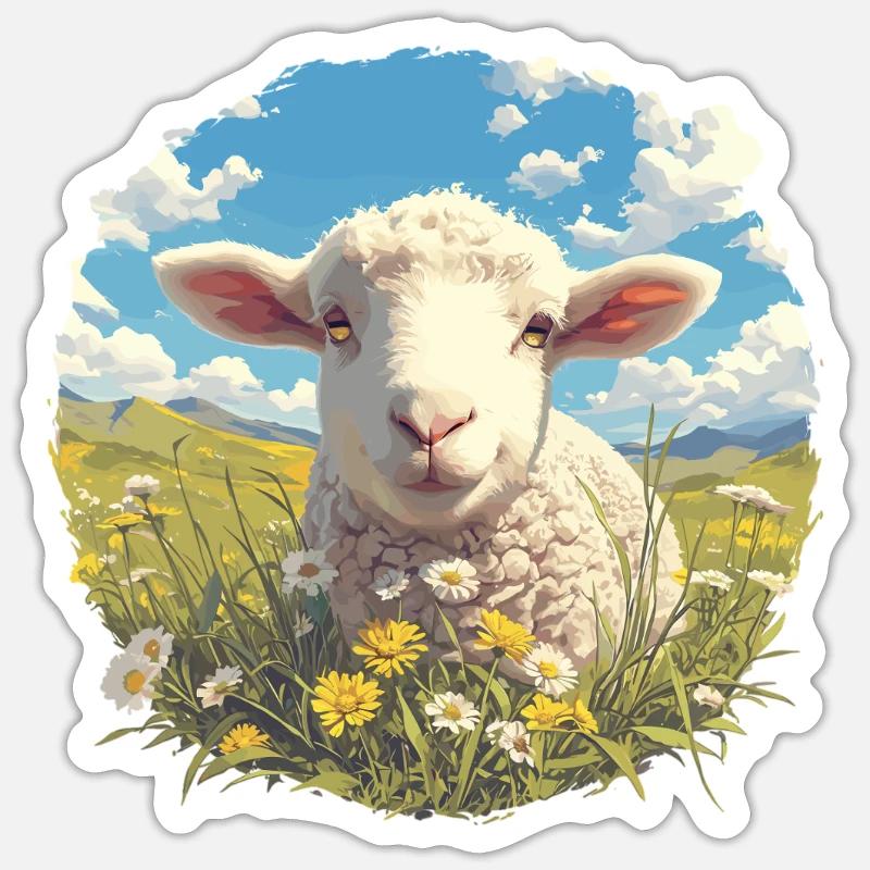 Schafe Schaf - Sticker Größe S (10 x 10 cm) - Mattweiß