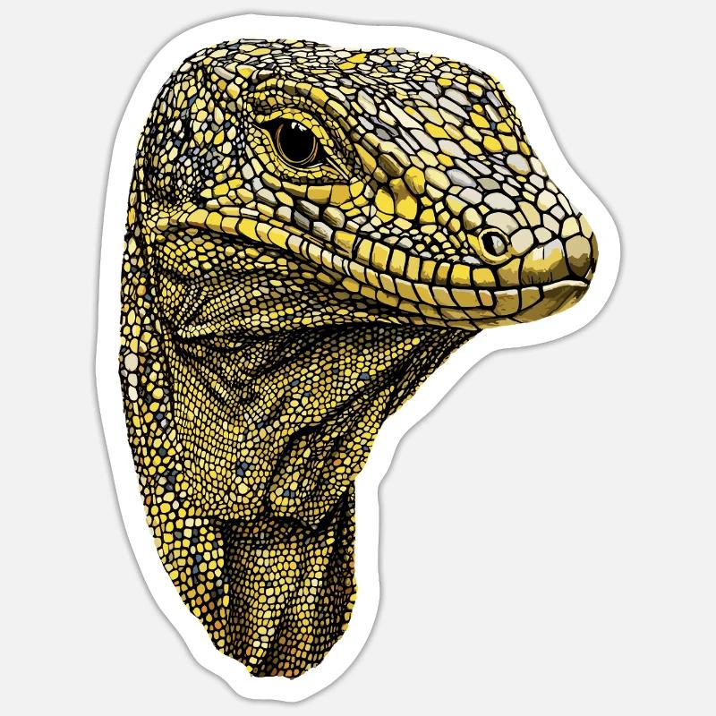 Waran Echse Reptil Komodowaran Bindenwaran Lizard - Sticker Größe S (10 x 10 cm) - Mattweiß