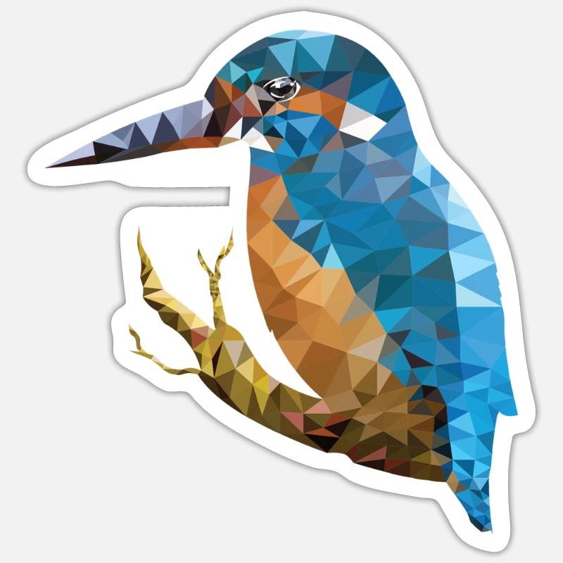 Eisvogel Polygon Art Design Sticker Größe S (10 x 10 cm)