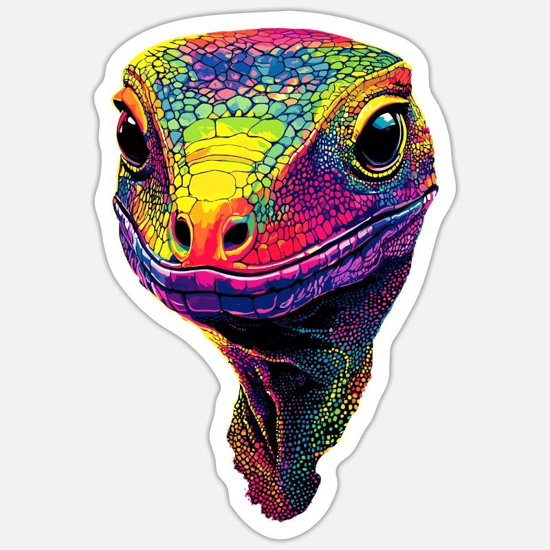Waran Echse Reptil Komodowaran Bindenwaran Lizard - Sticker Größe S (10 x 10 cm) - Mattweiß
