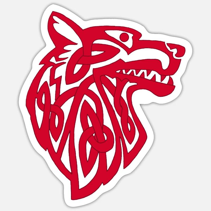 Wikinger Roter Wolf Sticker Größe S (10 x 10 cm)