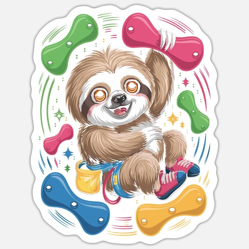 Funny Sloth Bouldering - Sticker size S (10 x 10 cm) - white matte