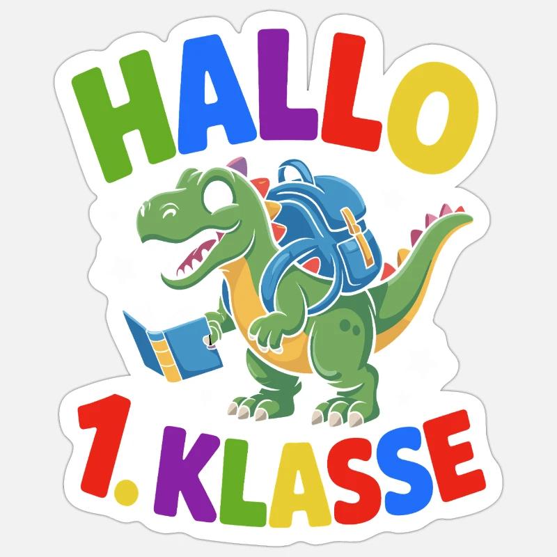 Hallo 1. Klasse - Einschulung - Sticker Größe S (10 x 10 cm) - Mattweiß