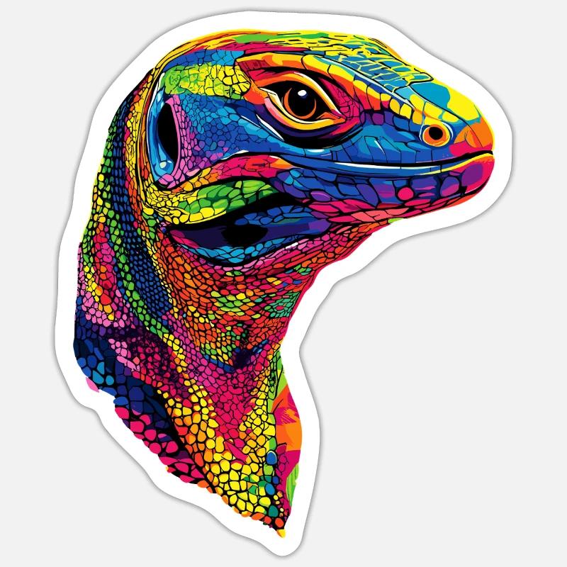 Waran Echse Reptil Komodowaran Bindenwaran Lizard - Sticker Größe S (10 x 10 cm) - Mattweiß
