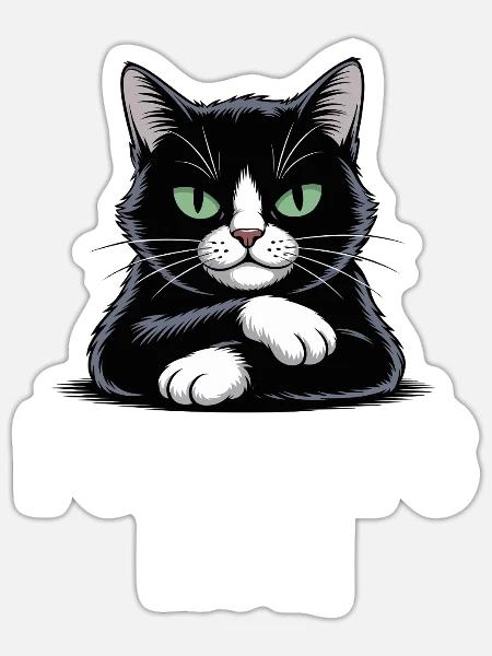 Lustige böse schwarze Katze schnurrt nicht - Sticker Größe S (10 x 10 cm) - Mattweiß