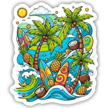 Tropisches Urlaubsmuster - Sticker Größe S (10 x 10 cm) - Mattweiß - Vorne