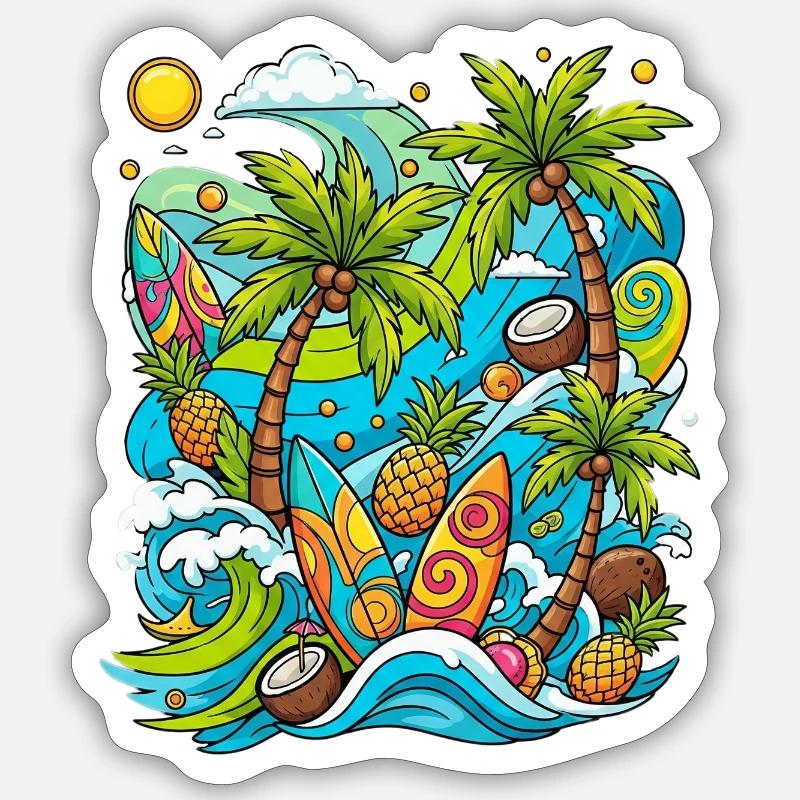 Tropical holiday pattern - Sticker size S (10 x 10 cm) - white matte