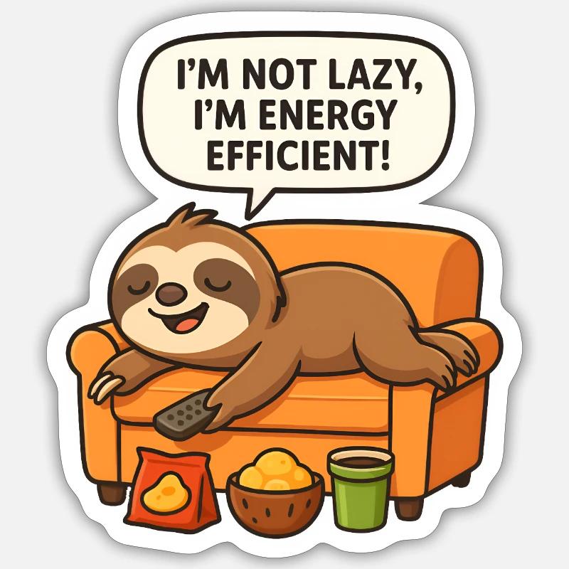 Lazy Sloth - Sticker size S (10 x 10 cm) - white matte