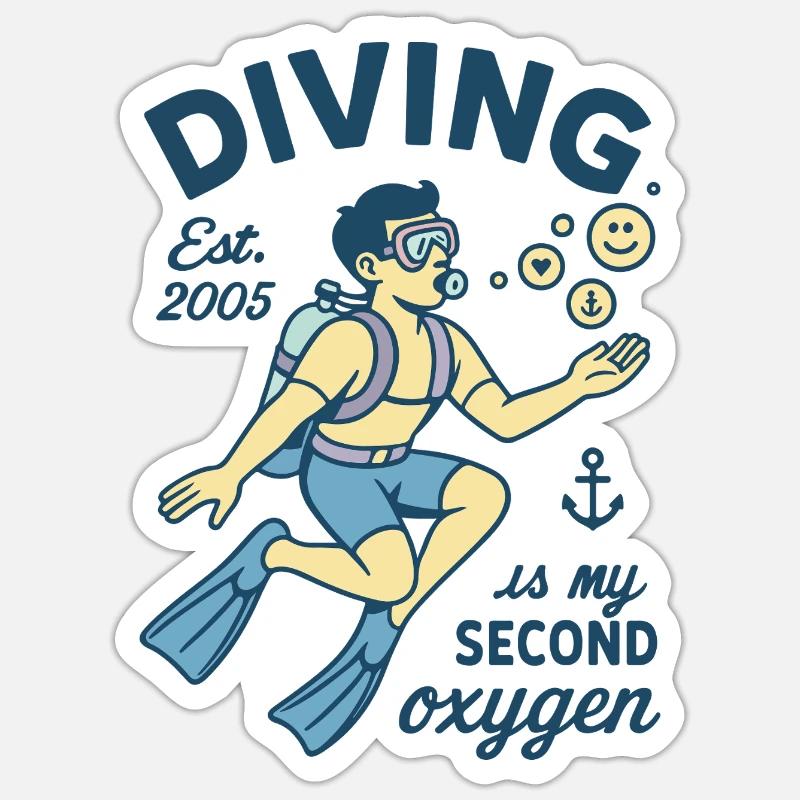 Diving Est. 2005 Is My Second Oxygen Sticker Größe S (10 x 10 cm)