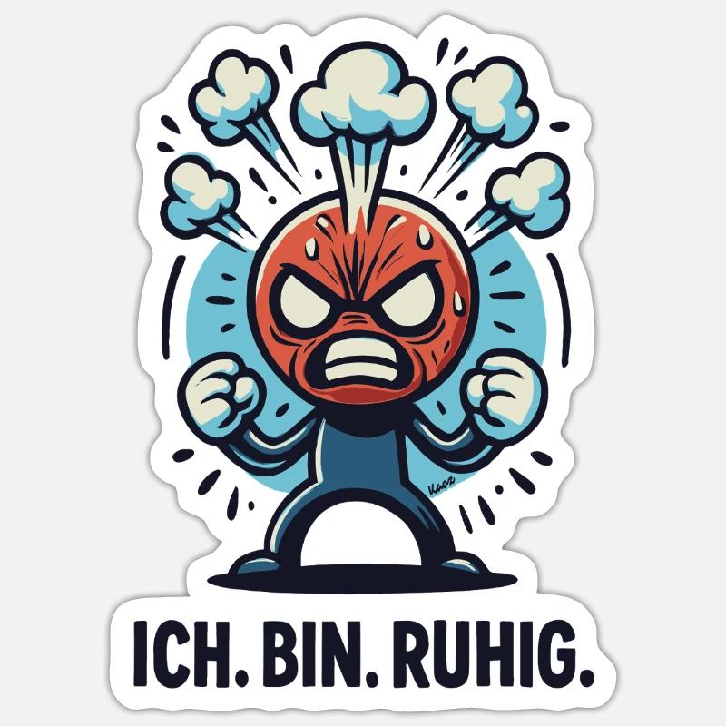 Wütender kleiner Mann steht unter Dampf Sticker Größe S (10 x 10 cm)