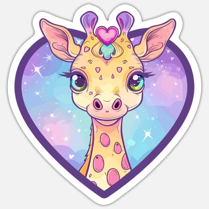 Herzgiraffe mit Glitzerblick - Sticker Größe S (10 x 10 cm) - Mattweiß